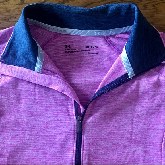 Under Armour Half Zip Top Small Pullover HeatGear Pink Blue Athletic Sporty - Picture 4 of 14